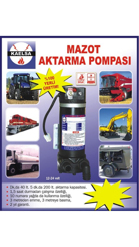 12 VOLT"KAELSA"MAZOT POMPASI BÜYÜK GÖVDE