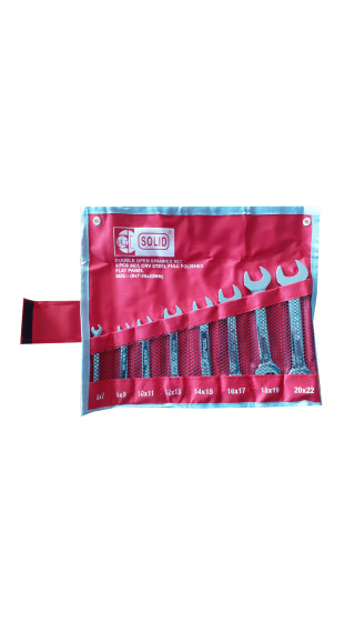 8 Lİ AÇIK AĞIZ ANAHTAR SETİ 6X7 İLE 20X22"SOLİD"