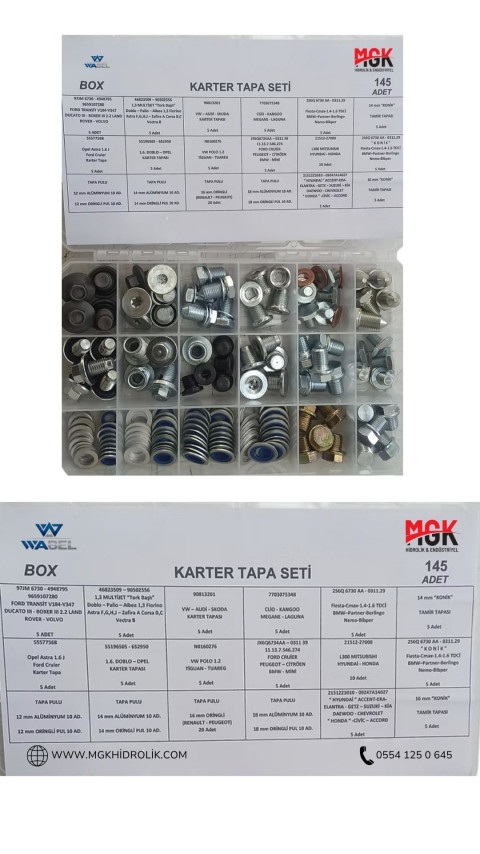 WABEL Karter Tapası Seti 145 Parça WABEL Karter Tapası Seti 145 Parça